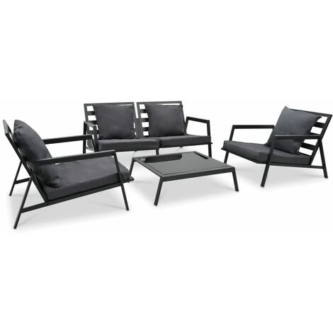 Set muebles de jardín con cojines 4 pzas aluminio gris oscuro vidaXL