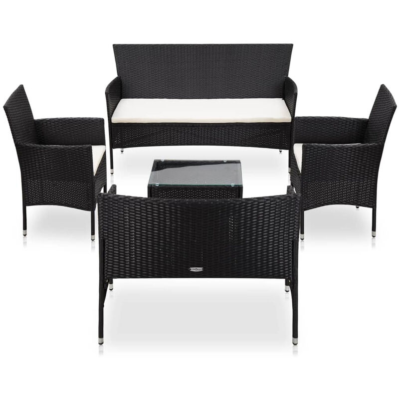 

Set muebles de jardin y cojines 5 piezas ratan sintetico negro