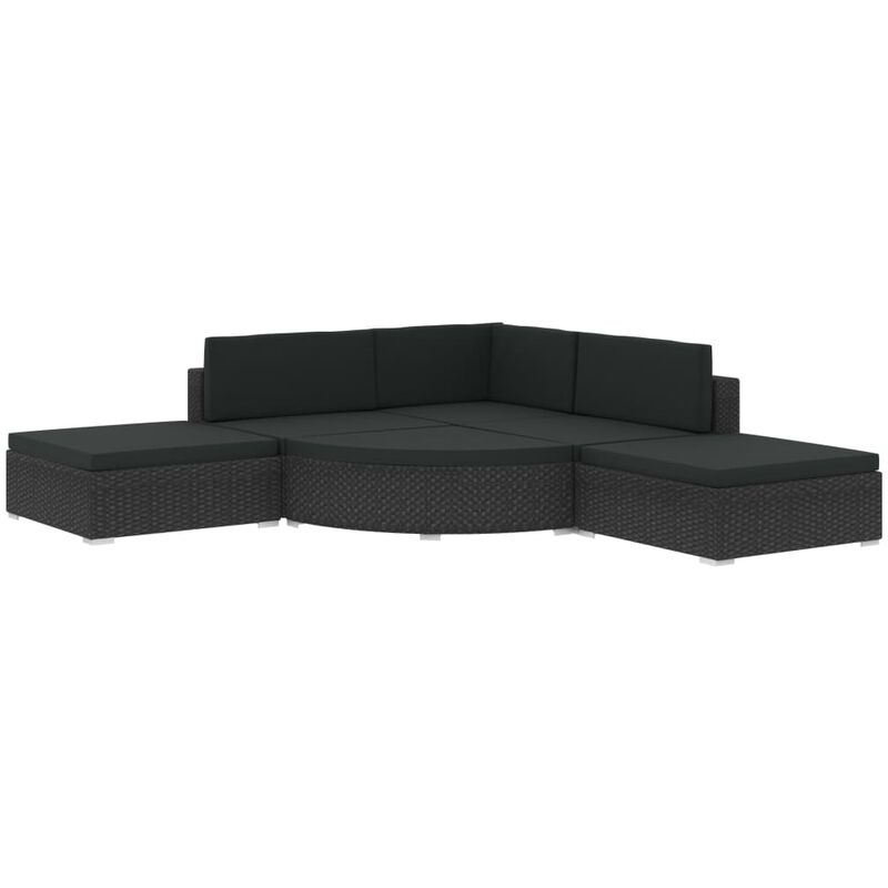 

vidaXL Set muebles de jardín y cojines 6 piezas ratán sintético negro - Negro