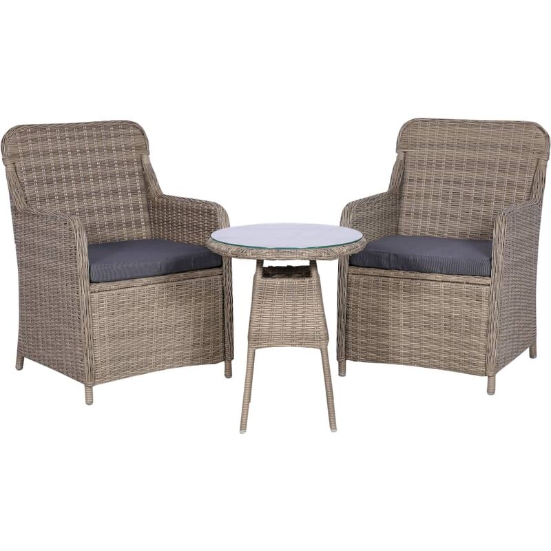 

Youthup - Set muebles de jardín 3 pzas con cojines ratán sintético marrón - Marrón
