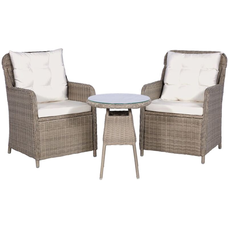 

Youthup - Set muebles de jardín 3 pzas con cojines ratán sintético marrón - Marrón