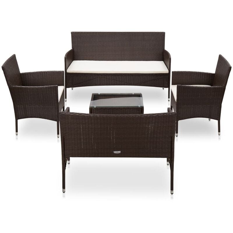 

Set muebles de jardín 5 piezas y cojines ratán sintético marrón - Marrón