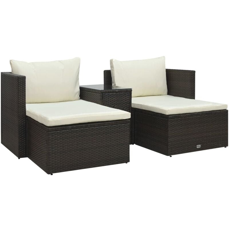 

Set muebles de jardín 5 piezas y cojines ratán sintético marrón - Marrón