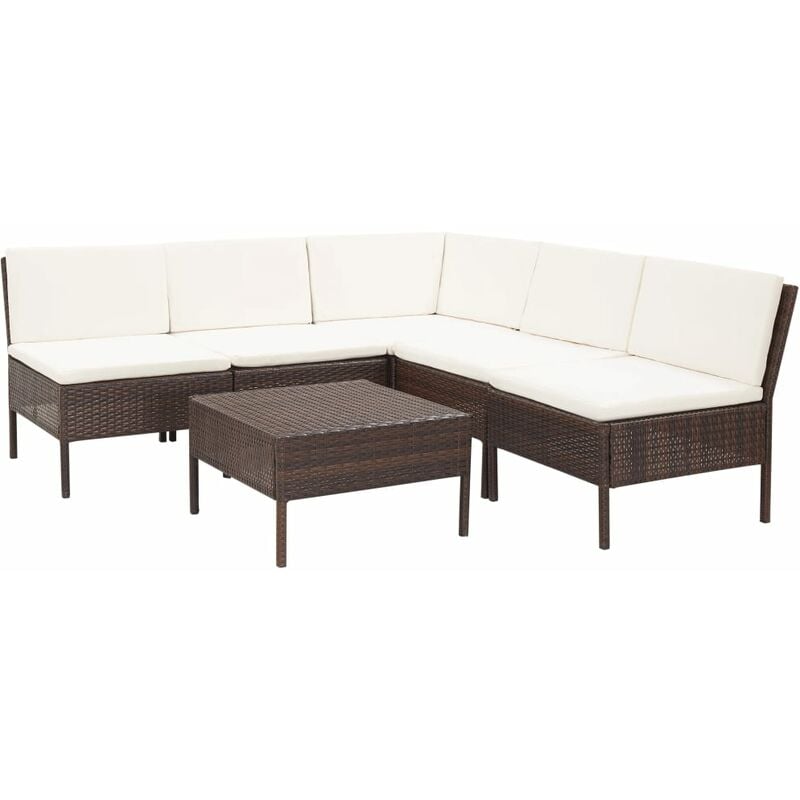 

Youthup - Set muebles de jardín 6 piezas y cojines ratán sintético marrón - Marrón