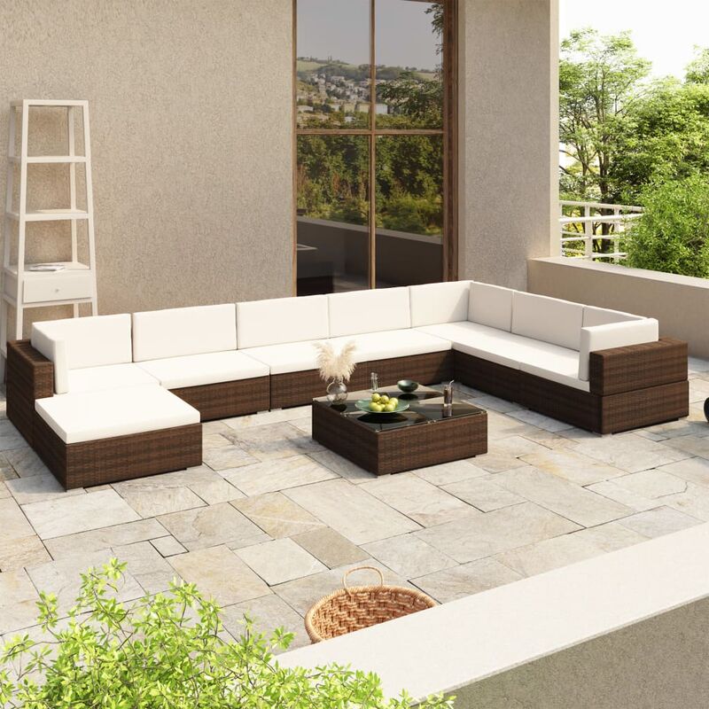 

Set muebles de jardín 8 piezas y cojines ratán sintético marrón - Marrón
