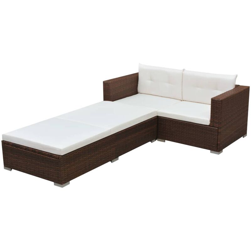 

Youthup - Set muebles de jardín y cojines 3 piezas ratán sintético marrón - Marrón