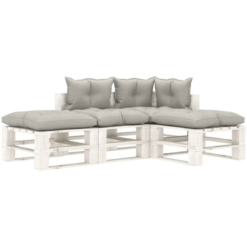 

vidaXL Set muebles de palés de jardín 4 pzas madera cojines gris taupe - Gris Topo