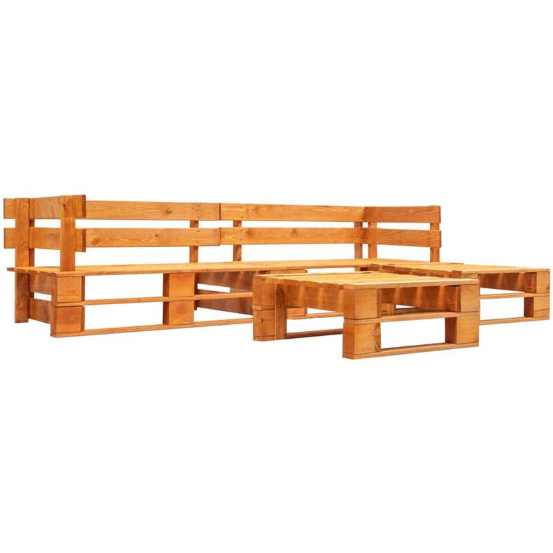 

Set muebles de pales de jardin 4 pzas madera marron miel