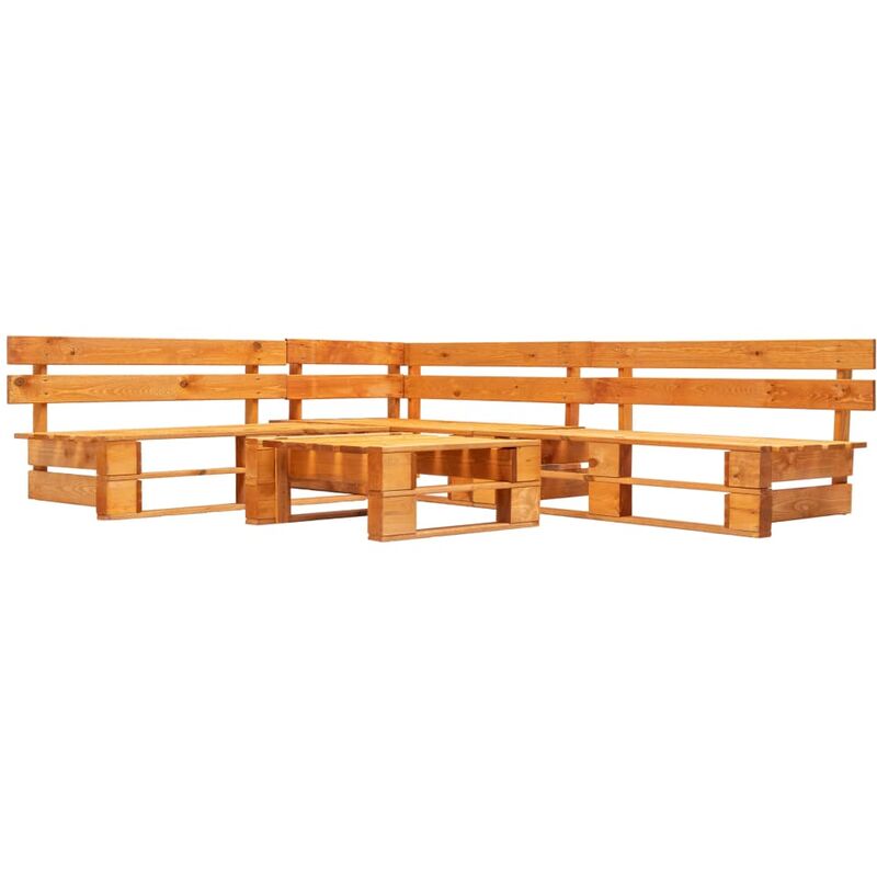 

Set muebles de pales de jardin 4 pzas madera marron miel