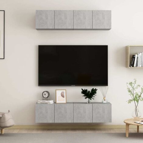 Set muebles de salón TV 4 piezas madera ingeniería roble