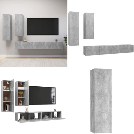 Set muebles de salón TV 4 pzas madera ingeniería gris hormigón - Muebles de TV - Armarios de TV