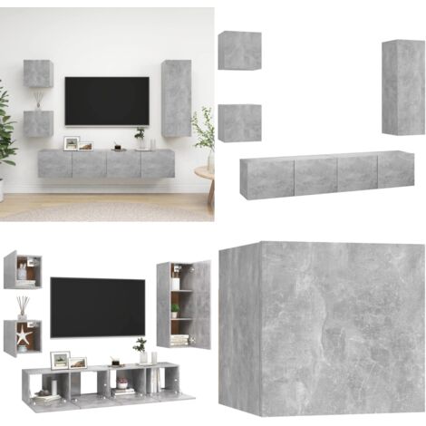 Set muebles de salón TV 5 pzas madera ingeniería gris hormigón - Muebles de TV - Armarios para TV