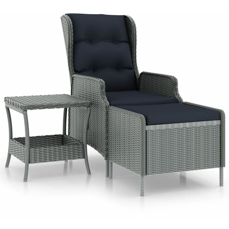 

Set muebles jardín 2 pzas ratán sintético gris claro y cojines