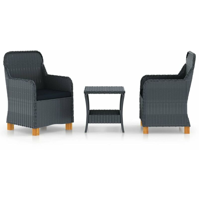

Set muebles jardin 3 pzas ratan sintetico gris oscuro y cojines