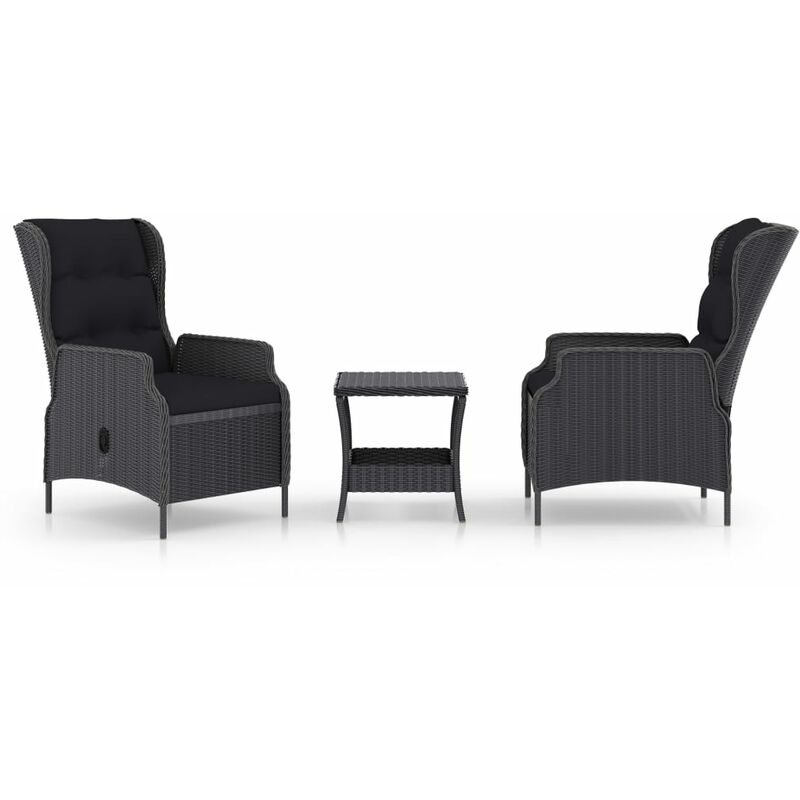 

Set muebles jardín 3 pzas ratán sintético gris oscuro y cojines