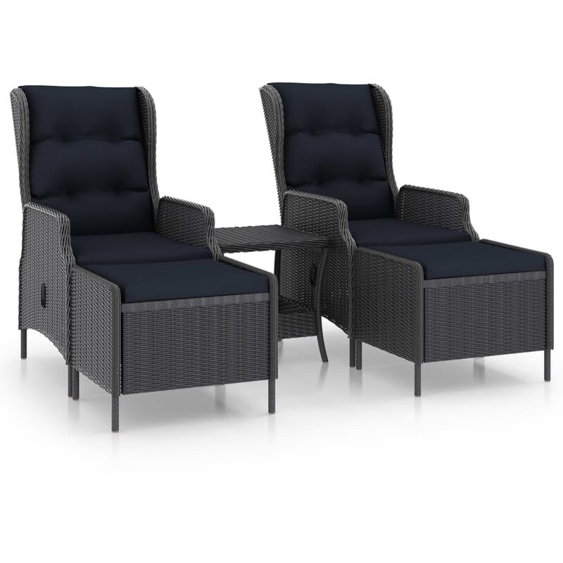 

Set muebles jardín 3 pzas ratán sintético gris oscuro y cojines - Gris