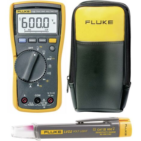 Set multimètre numérique Fluke 115 + détecteur de tension Fluke LVD2 + Sacoche Fluke C90 CAT III 600 V
