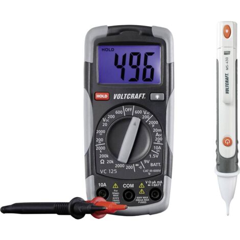 Set Multimètre numérique VOLTCRAFT DT-TEST-KIT 150 CAT III 600 V Affichage (nombre de points):2000