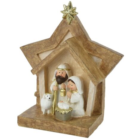 Set Natività c/capanna stella 6,5x14x15,5cm