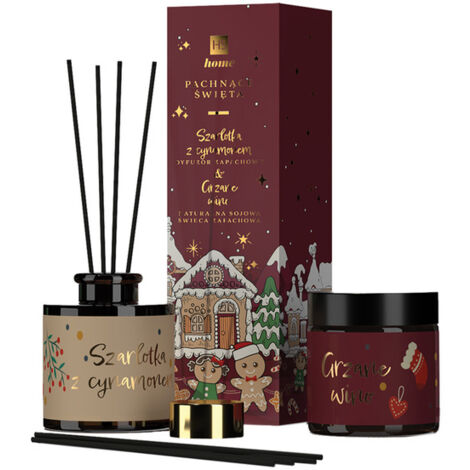 Set navideño perfumado para el hogar HISKIN [Vela 100 ml + Difusor 80 ml] Rojo