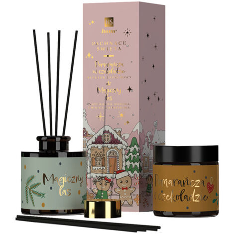 Set navideño perfumado para el hogar HISKIN [Vela 100 ml + Difusor 80 ml] Rosa