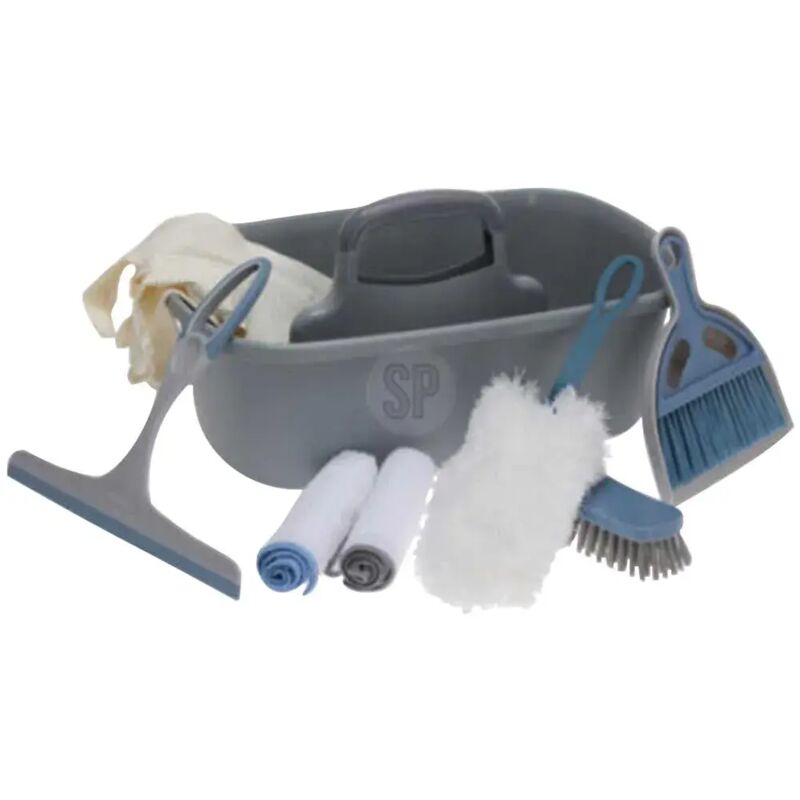 Set nettoyage 8 pièces microfibre brosse pelle balayette gants