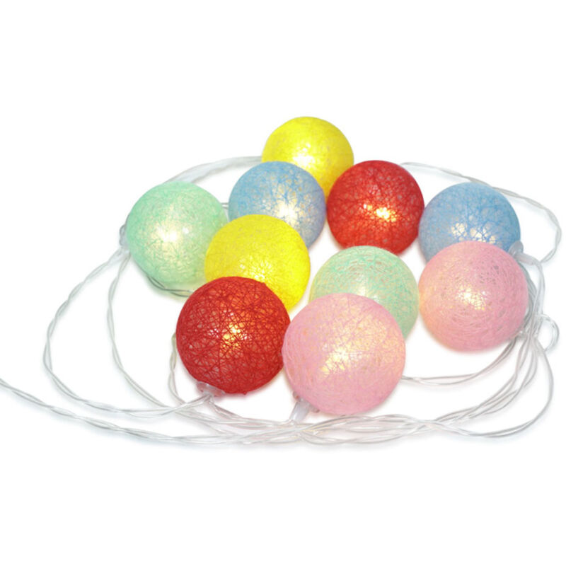 Set of 10 Battery Operated Fairy String Lights - Multicoloured Balls