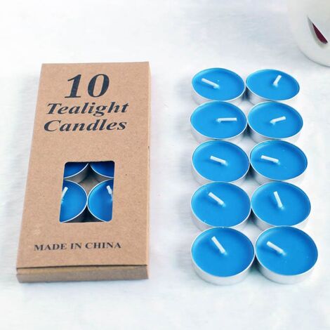 Set of 10 Candles Clear Flame Flickering Bougie for Home Decorations for Christmas, Xmas Tree, Easter, Wedding, Party-Blue