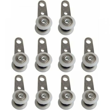 Set of 10 Casters for Bay Windows or Sliding Doors - Metal and Plastic - 4 x 1.9 cm