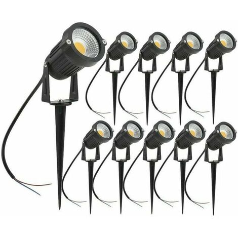 Set of 10 COB LED Spotlight 5W 220V Adjustable Garden Spotlights with Spike Outdoor Lighting Garden Terrace