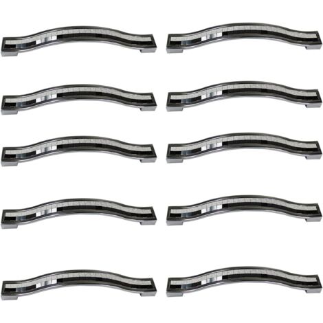 Set of 10 Crystal Rhinestone Alloy Drawer Pulls for Dresser Kitchen Cabinet Cupboard, Black and White, 128MM-10PCS
