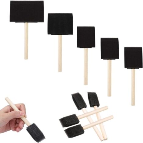 Set of 10 Foam Brushes, Sponge Brushes with Wooden Handles, Foam Brushes, Sponge Tools for Painting, Dyeing, Acrylics, and Crafts