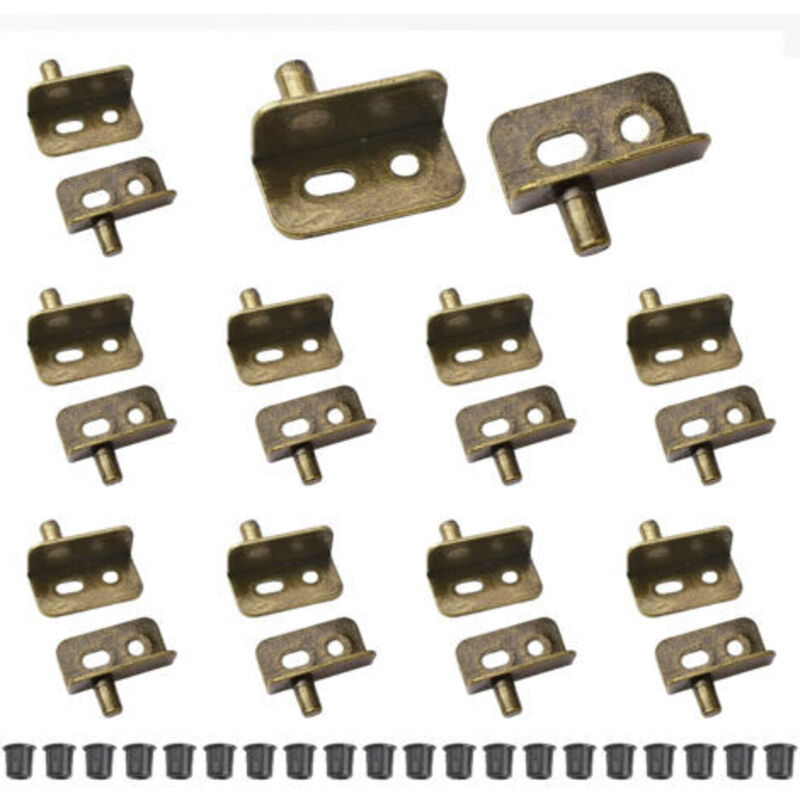Set of 10 Iron Pivot Hinges with Small Concealed Shaft, Wooden Cabinet Door Hinges with Pin for Free Swinging Wooden Door (Bronze)