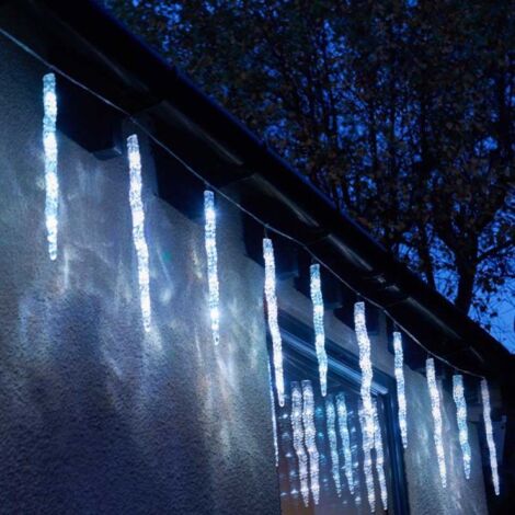 Set of 10 Light up Christmas Smart Icicle Lights with 50 Cool White & Multi-Coloured LEDs