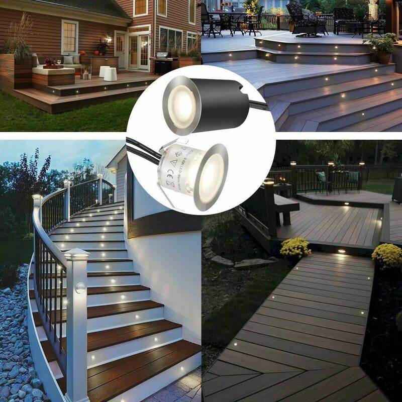 Hoopzi - Set of 10 Outdoor Recessed led Spotlights, IP67 Waterproof, Outdoor Recessed Spotlights for Wooden Terrace Swimming Pool Garden Stairs