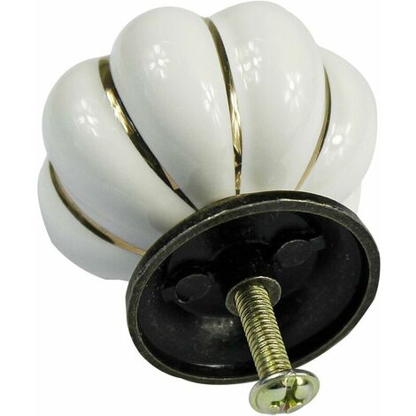 Set of 10 Pumpkin Vintage European Style Ceramic Cabinet Knobs for Dresser, Cabinets and Drawers - White