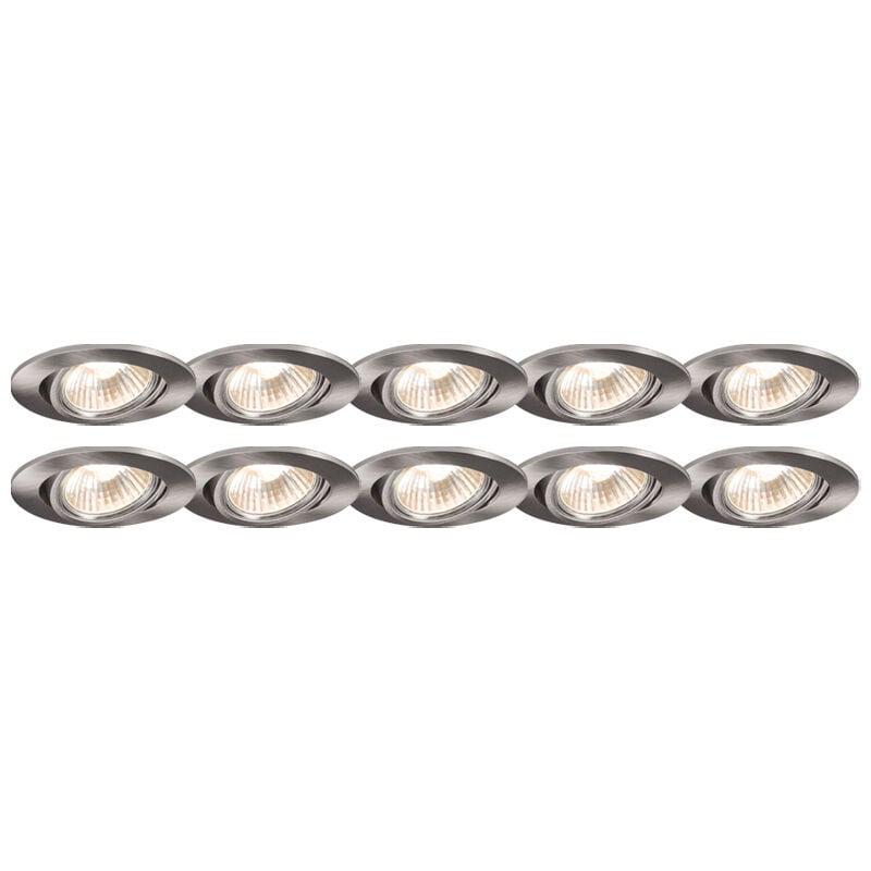 Set of 10 Recessed Spotlights Tiltable Aluminium - Cisco