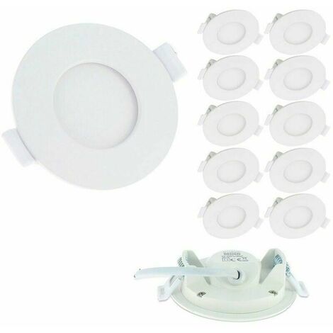 Set of 10 Recessed Spotlights LED Panel Extra-Flat 3W  Color Temperature: Warm White 3000K