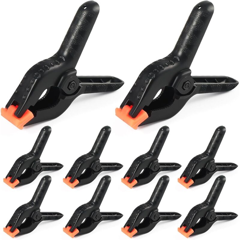 Set of 10 Spring Clamps 11 cm in Durable Plastic – Robust Multifunction Clips for DIY, Carpentry, Decoration, Photography, and Pool Covers