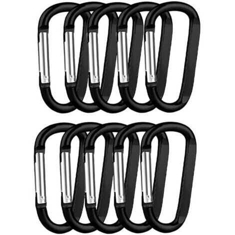 Set of 10 stainless steel carabiners, heavy-duty carabiners, keychains, for hiking, camping, plant hanging, 20 kg