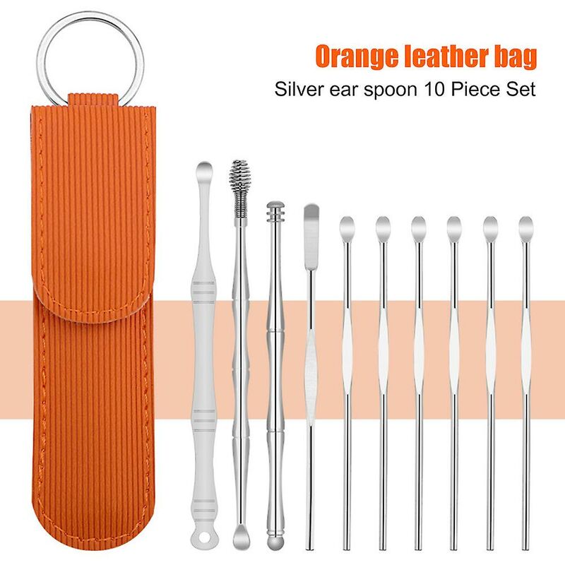 Set of 10 stainless steel ear spoons