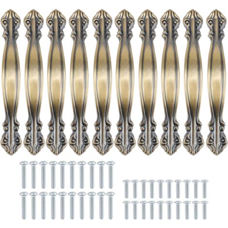 KOOFIZO 10 Pack Classical Cabinet Knob - Antique Brass Pull Handle Dia 32mm 1 26 Inch