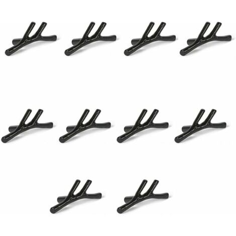 Set of 10 vintage zinc alloy branch-shaped door knobs for cupboards, drawers, wardrobes, kitchen cabinets, bedrooms (black)