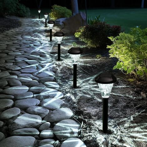 Set of 10 waterproof outdoor solar lights, perfect for patios, lawns, yards, and landscapes.