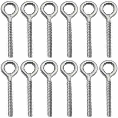 Set of 12 M8 Eye Bolts in 304 Stainless Steel Screw-in Ring Screws for Outdoor Swing Machine