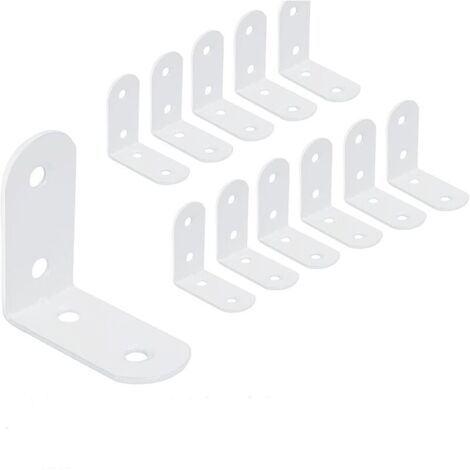 Set of 12 Stainless Steel Corner Brackets 40 x 40mm for Fixing Wooden Furniture, White