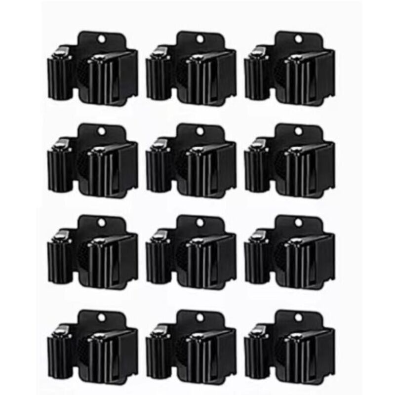 Set of 12 Steel Broom Holders, Wall-Mounted for Cleaning and Gardening Tools, Storage Rack