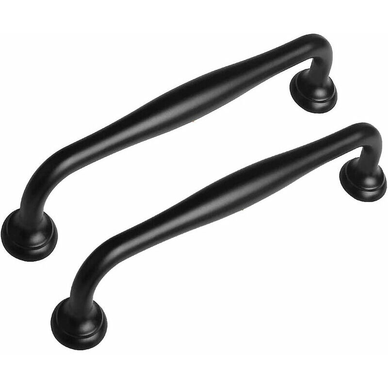 Set of 12 Vintage Black Cabinet Pulls for Drawer, Dresser Pulls, Curved Arch Door Handles (12, Center Hole 96mm)