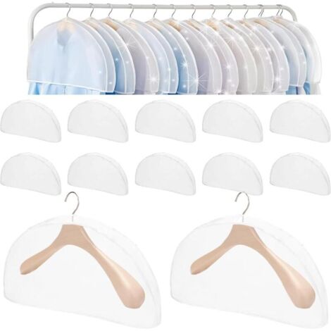 Set of 12 white garment bags, transparent dust cover, shoulder bag, garment bag for suits, garment covers