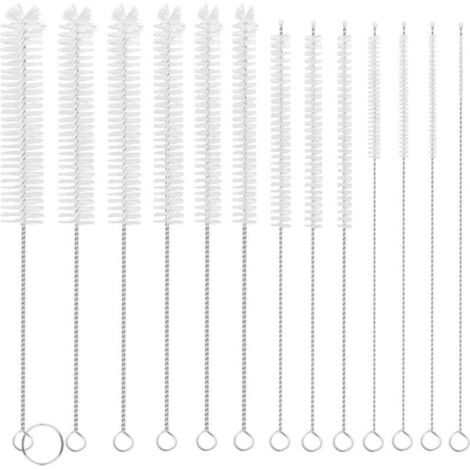 Set of 13 Long Baby Bottle Brushes, Cleaning Brush - Straw, Pipe Cleaner, Fine Brush for Milk Tube, Multipurpose Brush for Cleaning Teapots, Nozzle, Straws, Mini Drain Brush